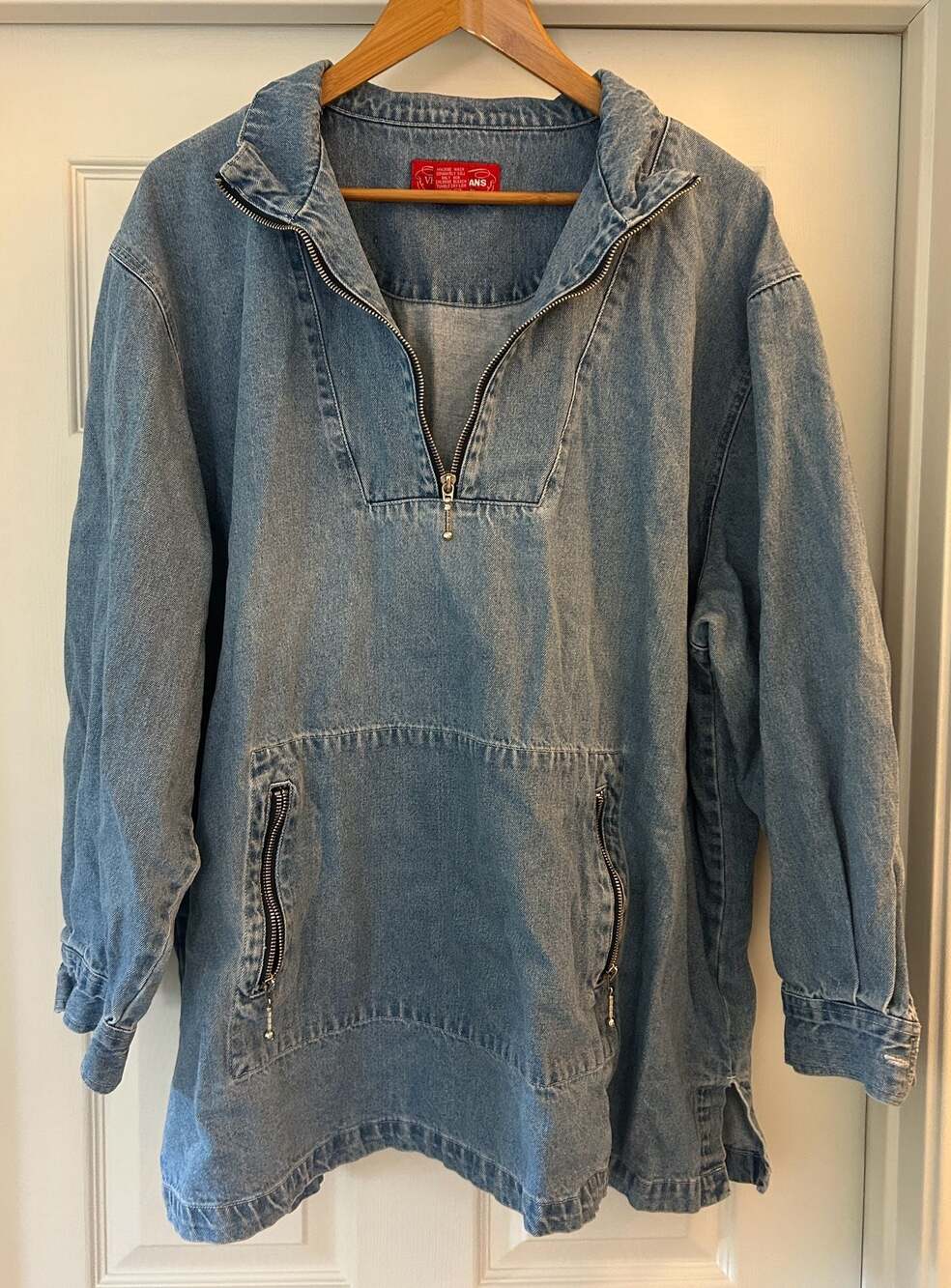 Venezia Jeans Vintage Denim Half-Zip Pullover Jacket Size 22/24